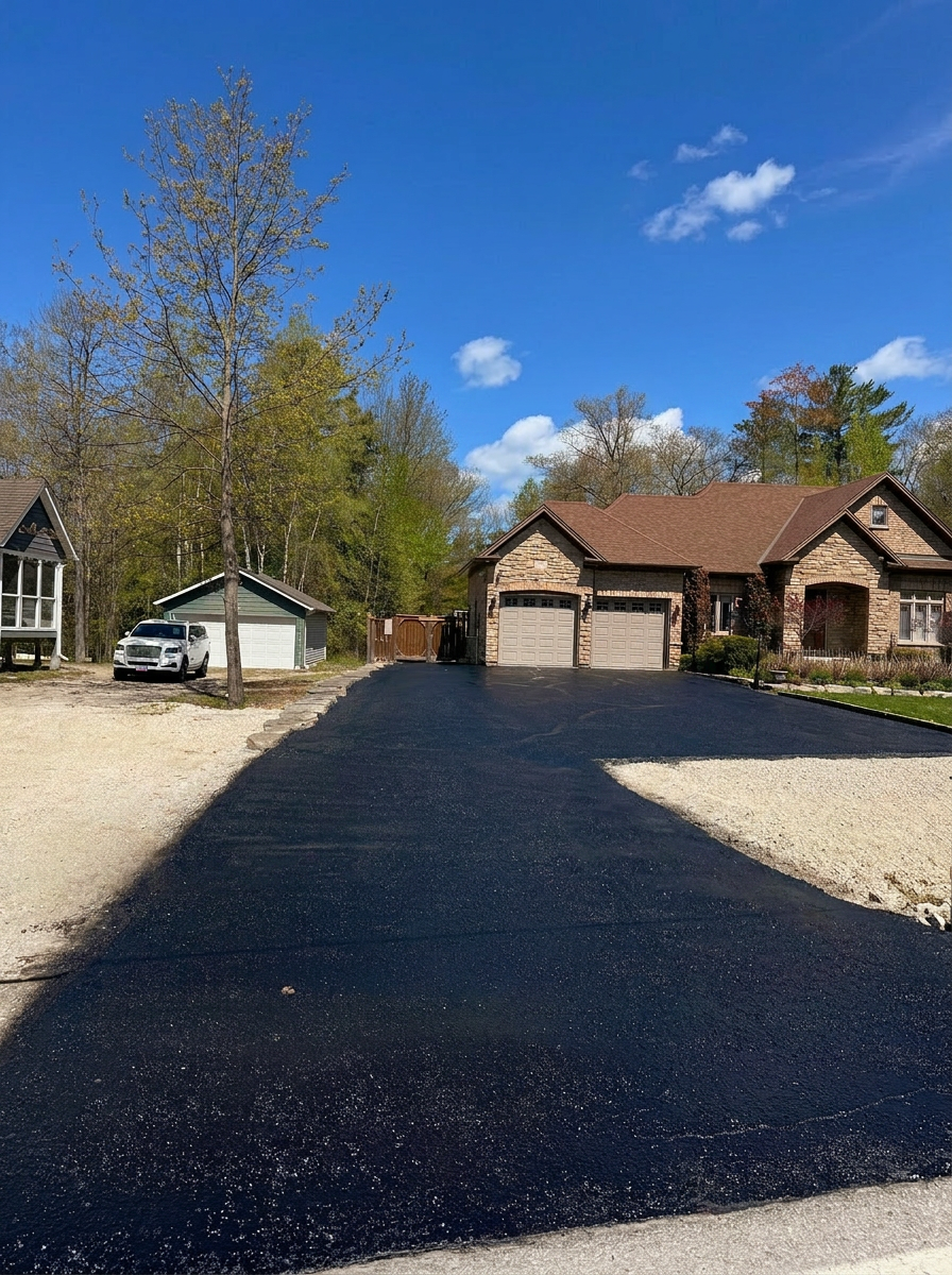 Asphalt pothole repair on a Barrie driveway
